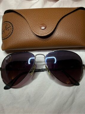 Ray-Ban Men’s Aviator Sunglasses in Brown Lenses and Silver Frame